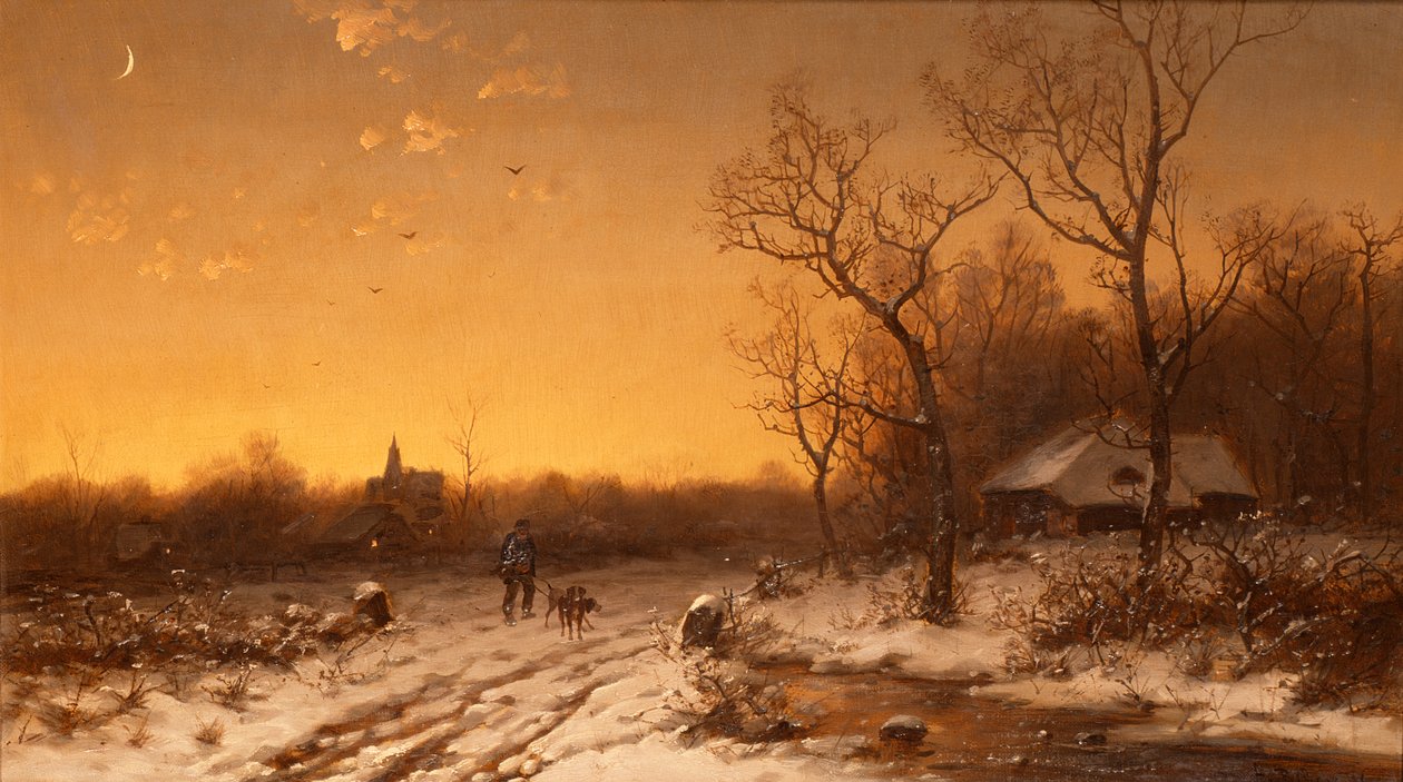 Paisagem de inverno ao pôr do sol de V. Biber