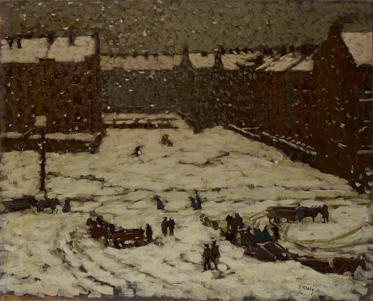 Subúrbio em tempo de neve de Václav Malý