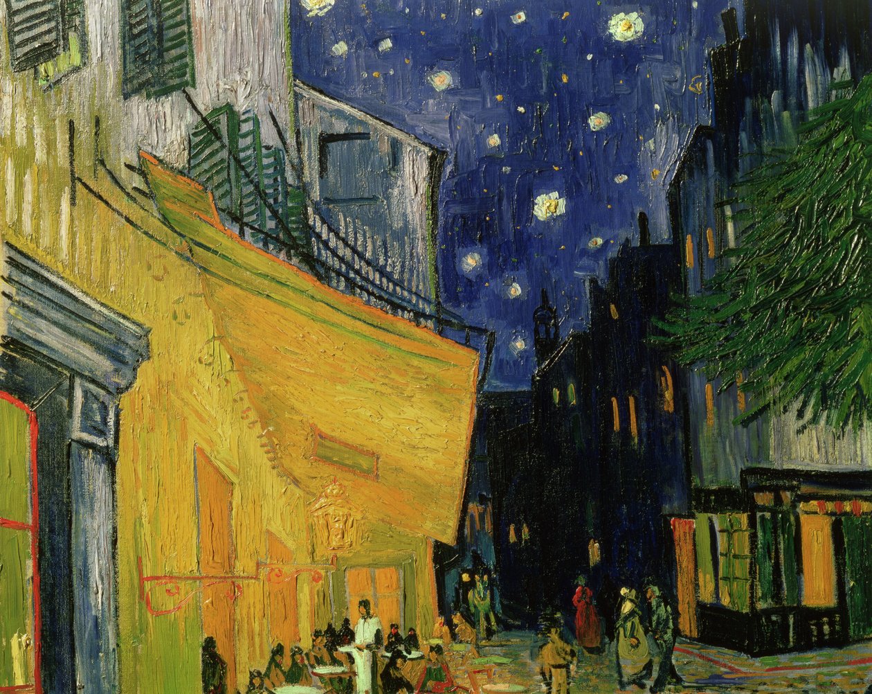 Cafe Terrace, Praça do Fórum, Arles, 1888 óleo sobre tela detalhe de 192281 de Vincent van Gogh