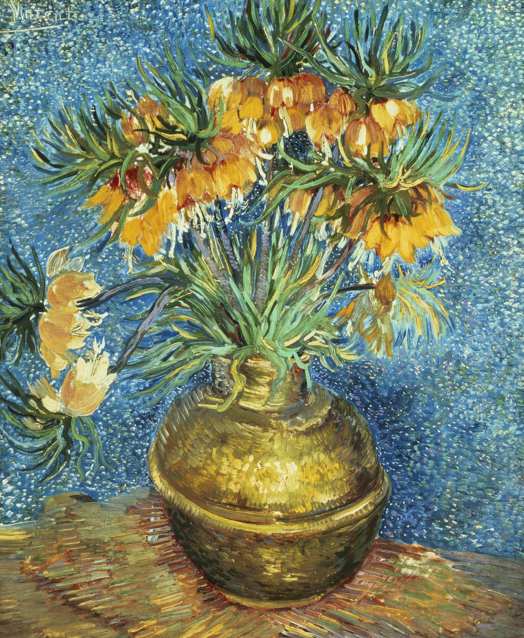 Fritillaries imperiais da coroa em um vaso de cobre, 1886 de Vincent van Gogh