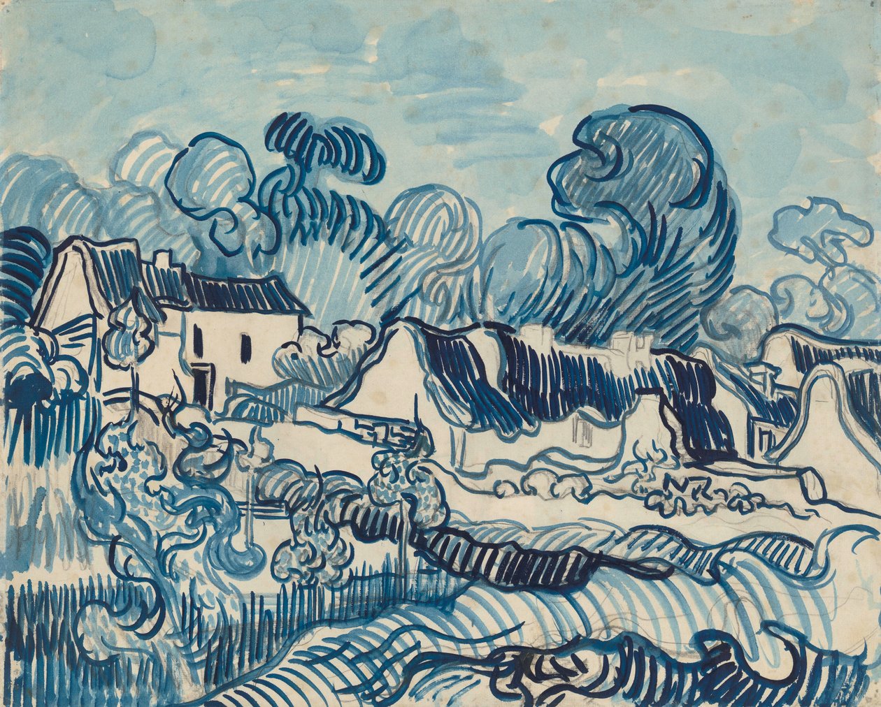 Paisagem com casas de Vincent van Gogh