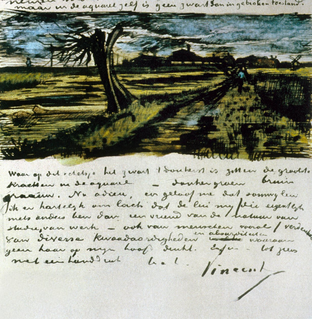 Carta 252 de Vincent van Gogh a Theo van Gogh: Pollard Willow, c.1 de agosto de 1882 (caneta e tinta sobre papel) de Vincent van Gogh