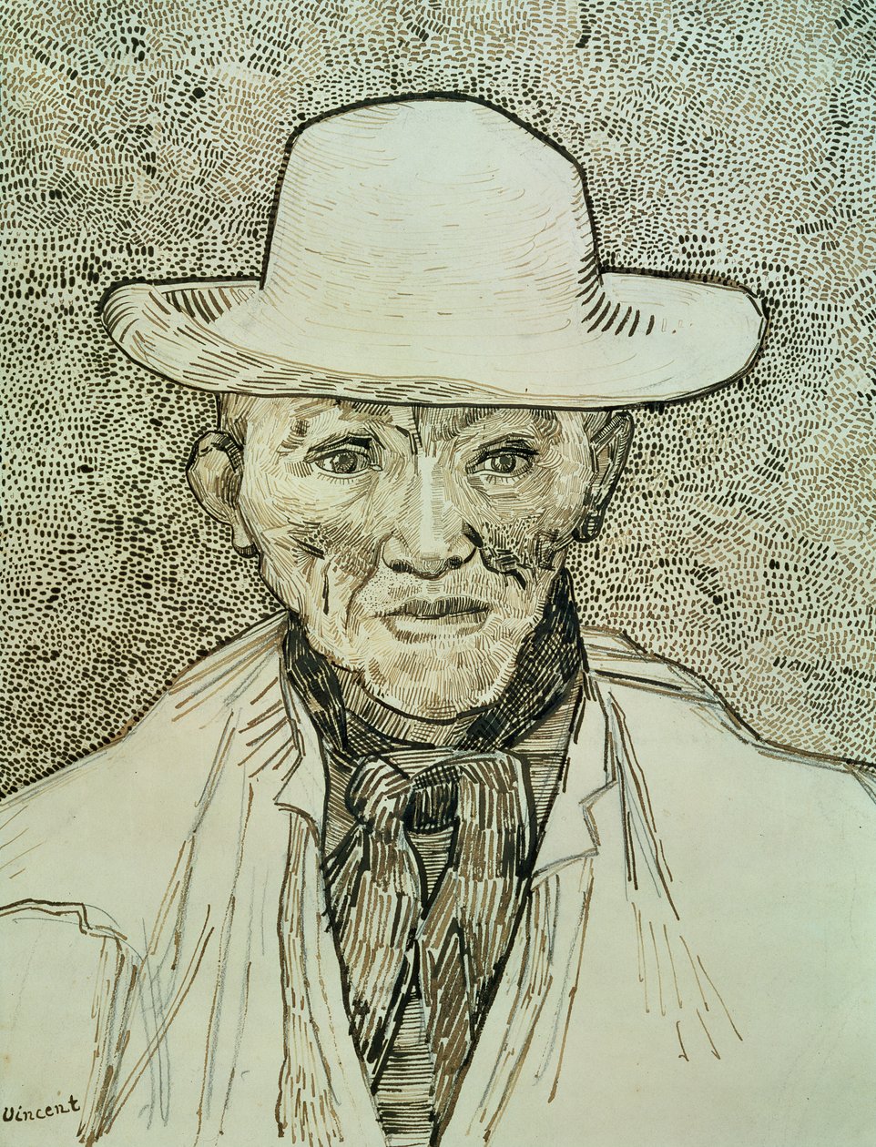 Camponês da Camargue, 1888 (tinta marrom sobre grafite sobre papel) de Vincent van Gogh
