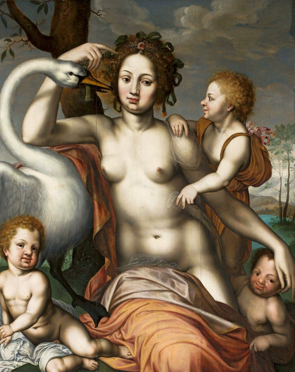 Leda com cisne e filhos. de Vincent Sellaer