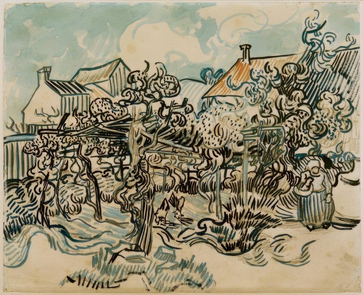 Vinhedo velho com camponesa de Vincent van Gogh