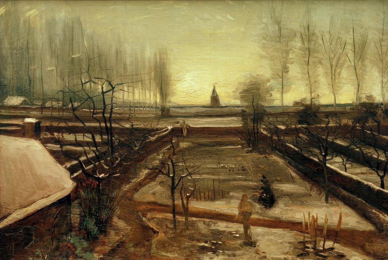 O jardim da paróquia em Nuenen na neve de Vincent van Gogh