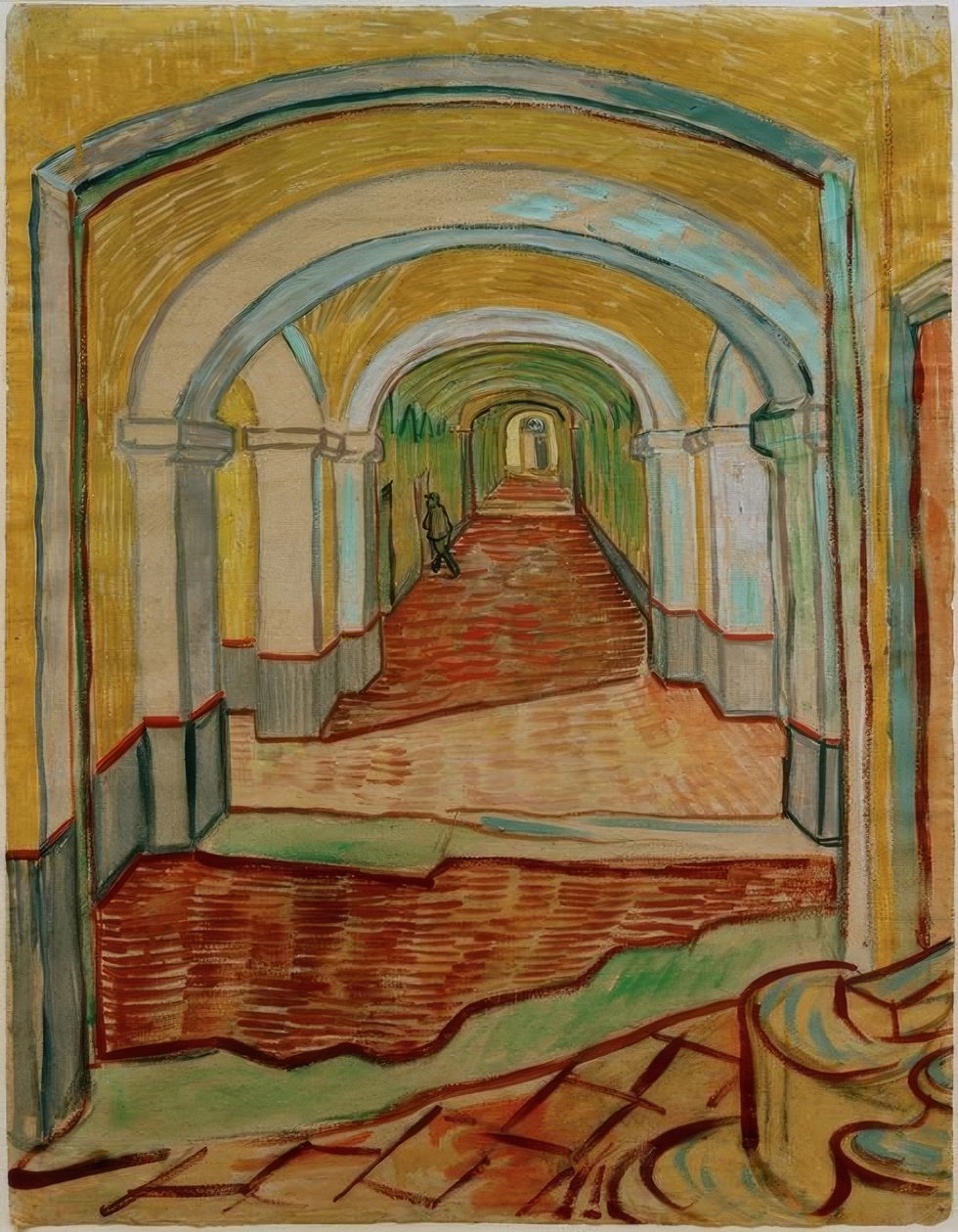 Corredor no sanatório de Vincent van Gogh