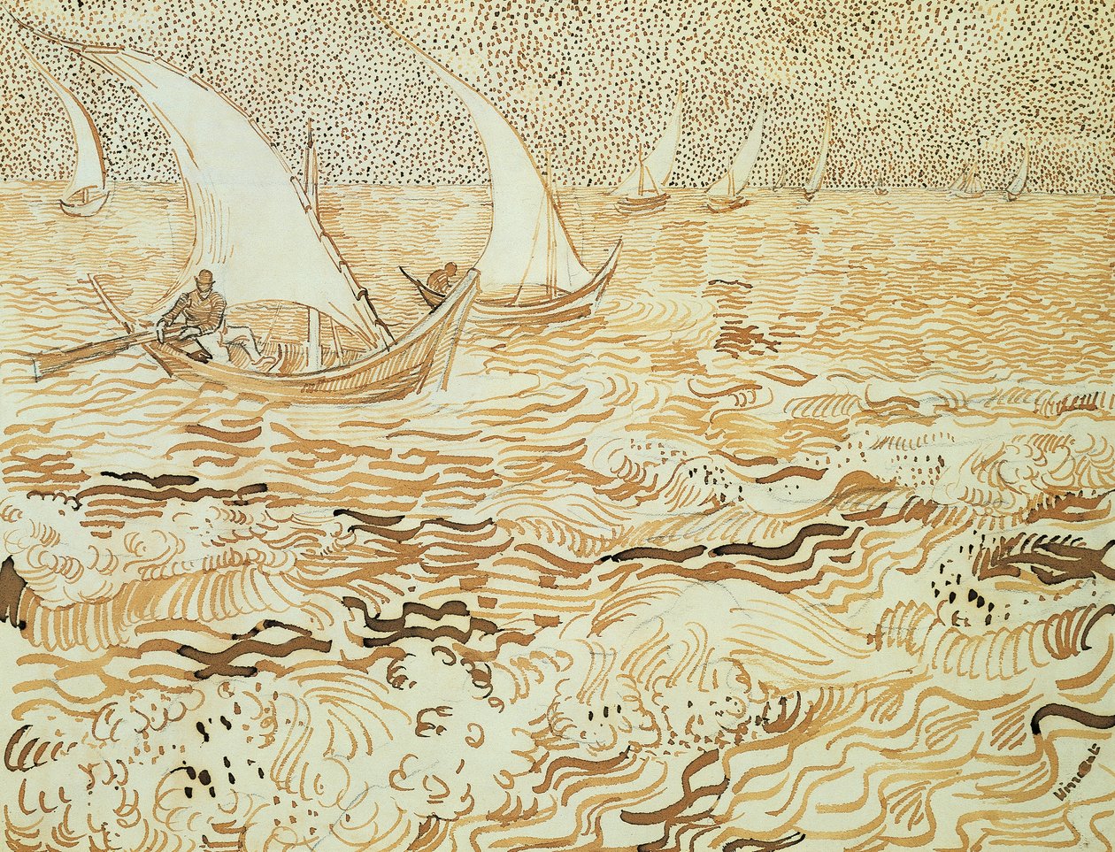 A paisagem marítima em Saintes-Maries-de-la-Mer de Vincent van Gogh