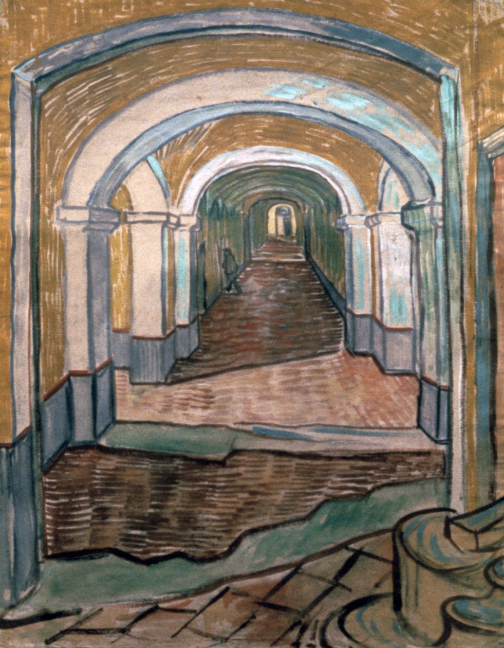 Vestíbulo do asilo, 1889 de Vincent van Gogh