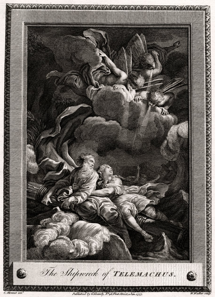 O Naufrágio de Telêmaco, 1777 de W. Walker