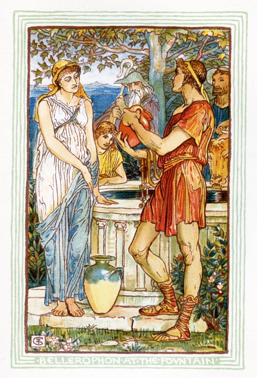 Belerofonte na fonte de Walter Crane