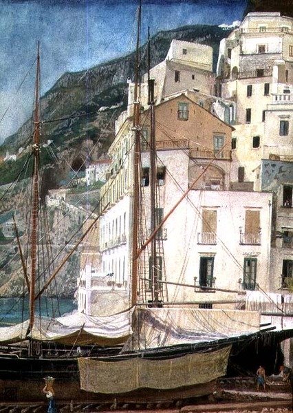 Barcos em um porto italiano de Walter Crane