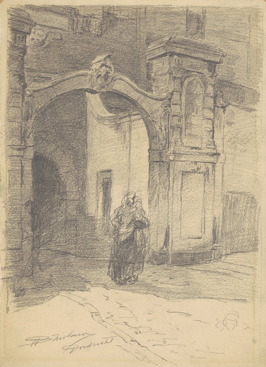 Dordrecht, c.1870-77 (grafite em papel de palha) de Walter Shirlaw