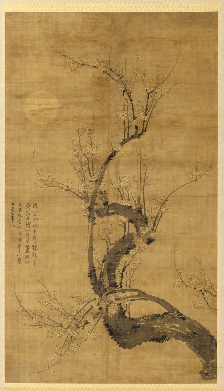 Um Prunus ao luar, 1300s. de Wang Mian