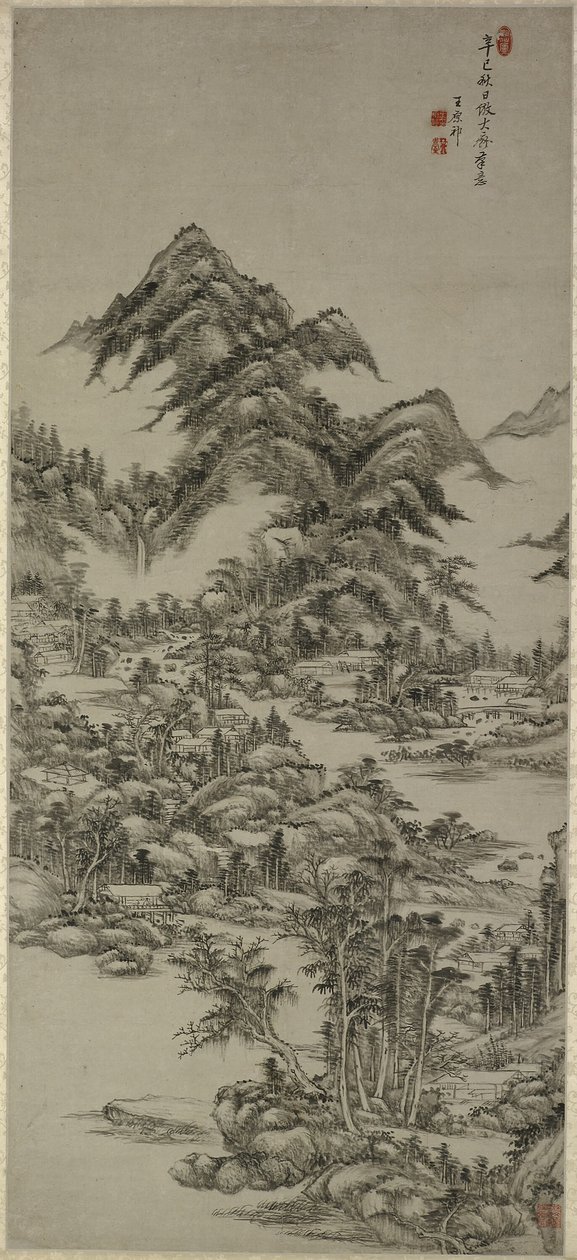 paisagem após Huang gong de Wang Yuanqi