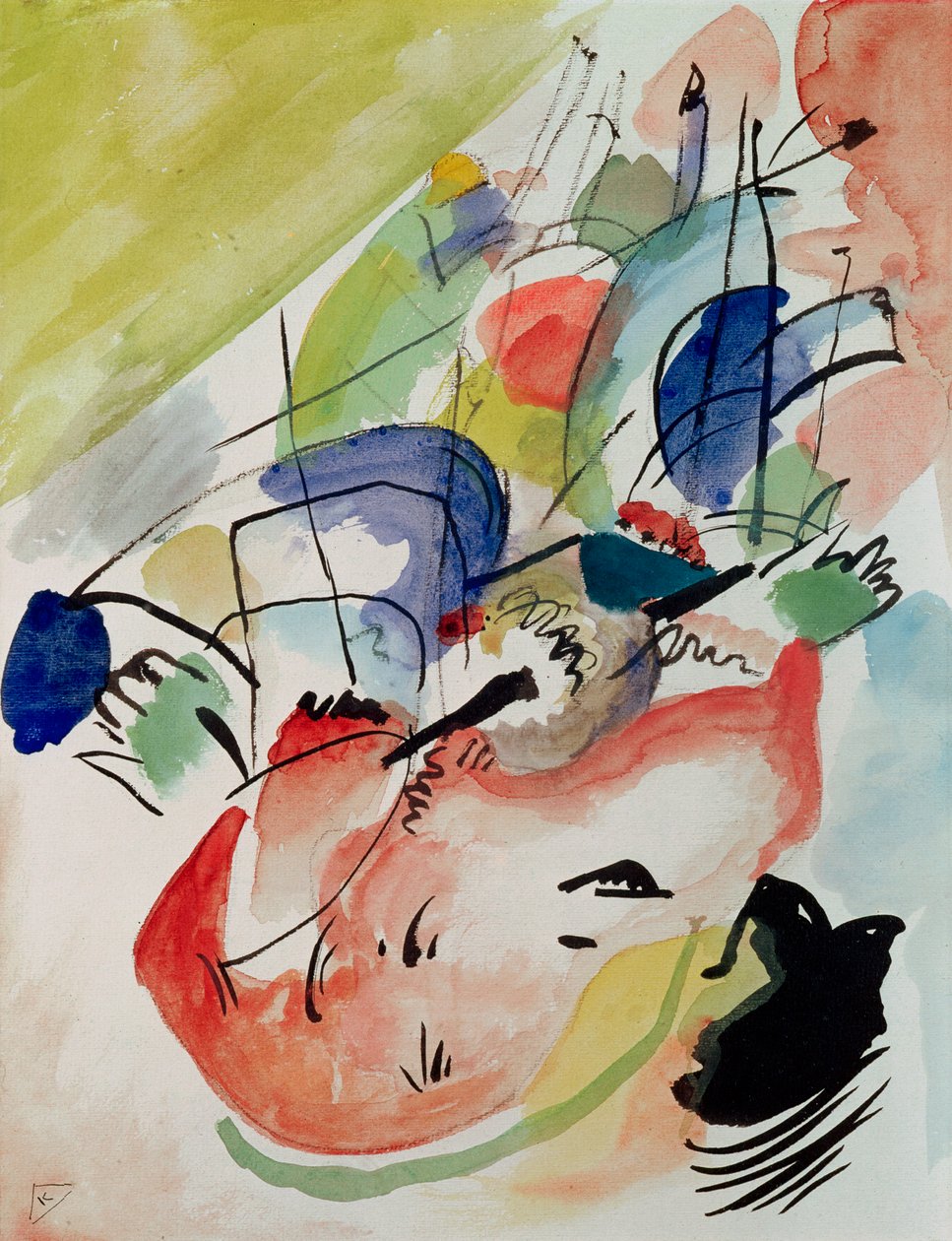 Improvisação XXXI, 1913 (lápis, sanita e tinta sobre papel) de Wassily Kandinsky