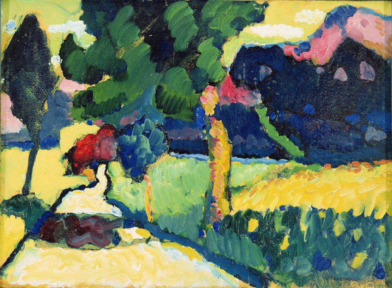 Paisagem de Verão, 1909 (óleo sobre papelão) de Wassily Kandinsky