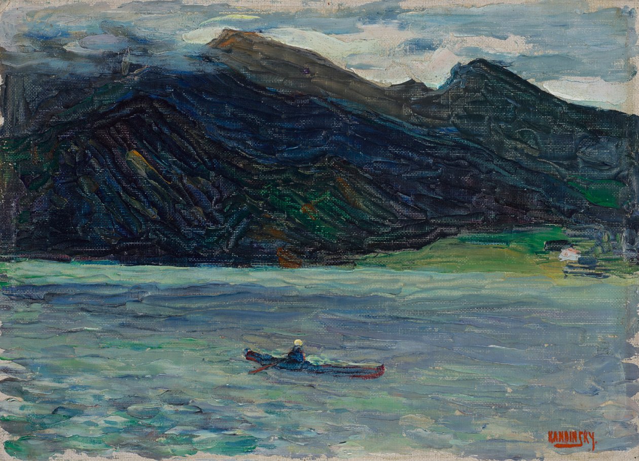 Kochel – lago com barco de Wassily Kandinsky