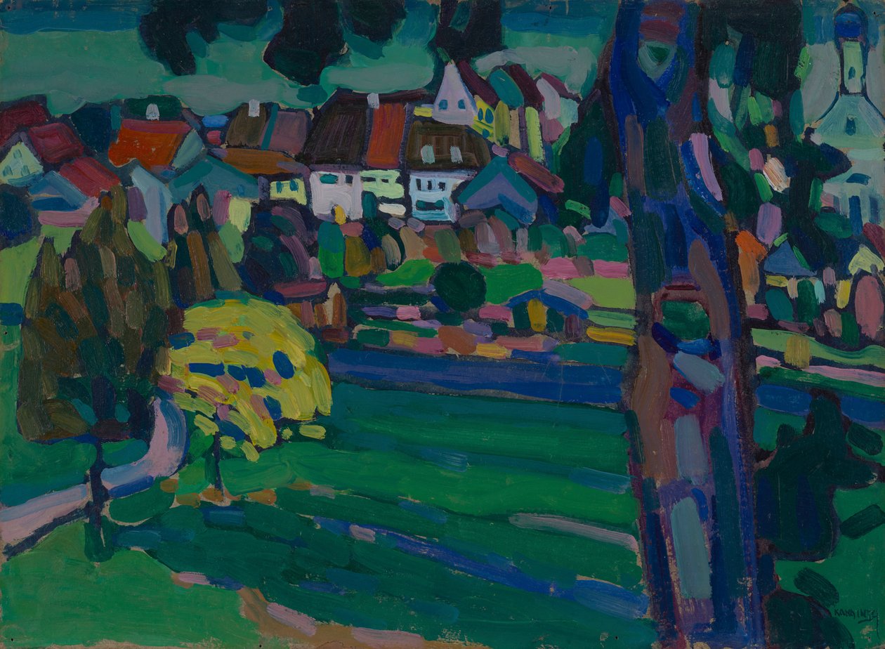 Murnau - Estudo para "Paisagem com tronco de árvore de Wassily Kandinsky