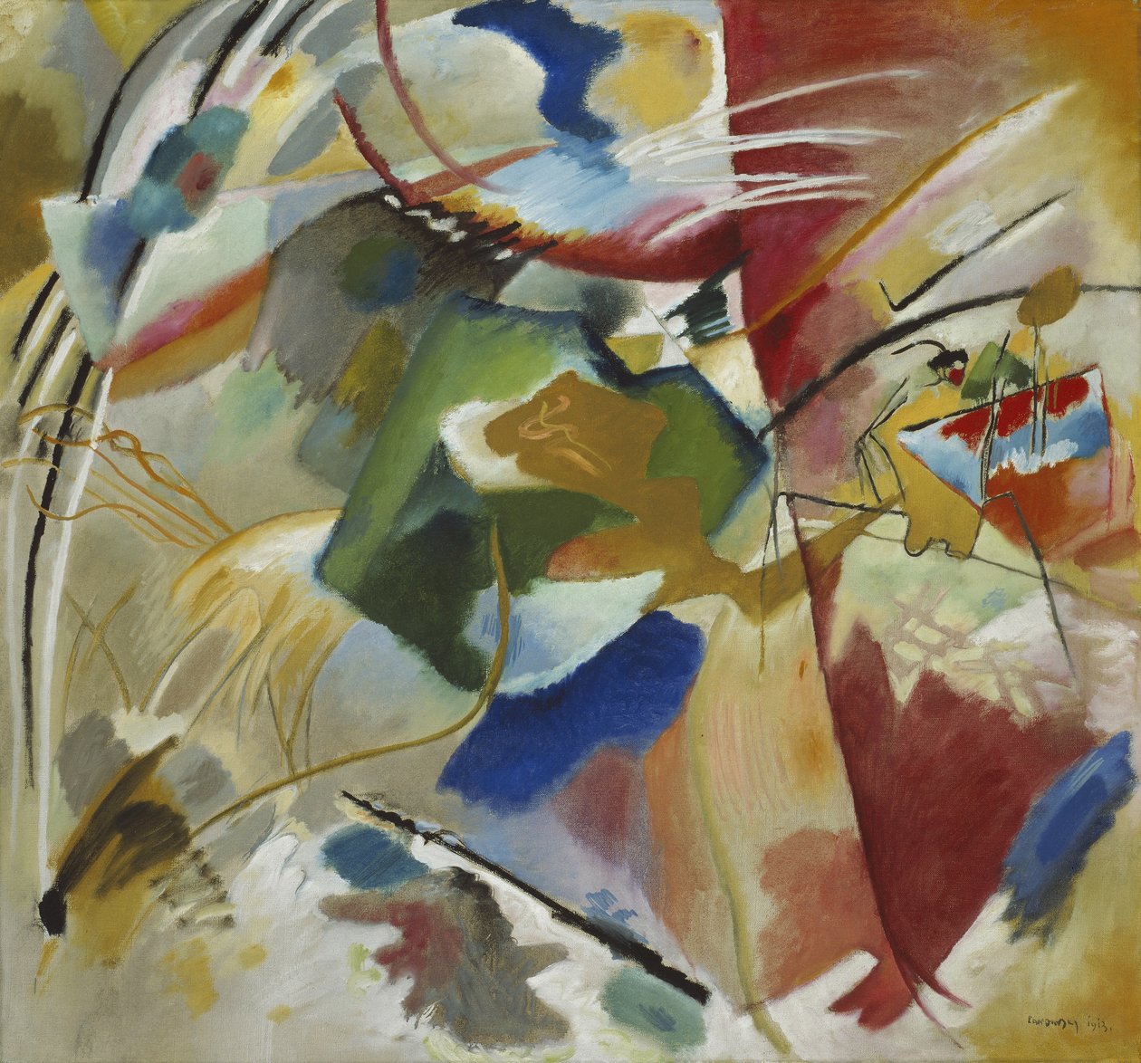 Pintura com Centro Verde, 1913 de Wassily Kandinsky