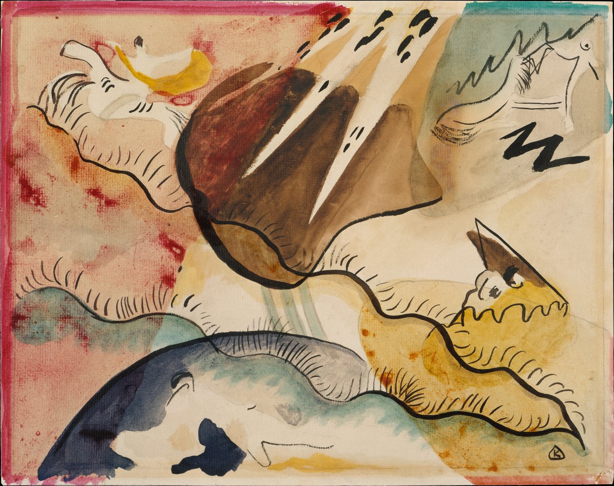 Paisagem da chuva, 1911 (wc no papel) de Wassily Kandinsky