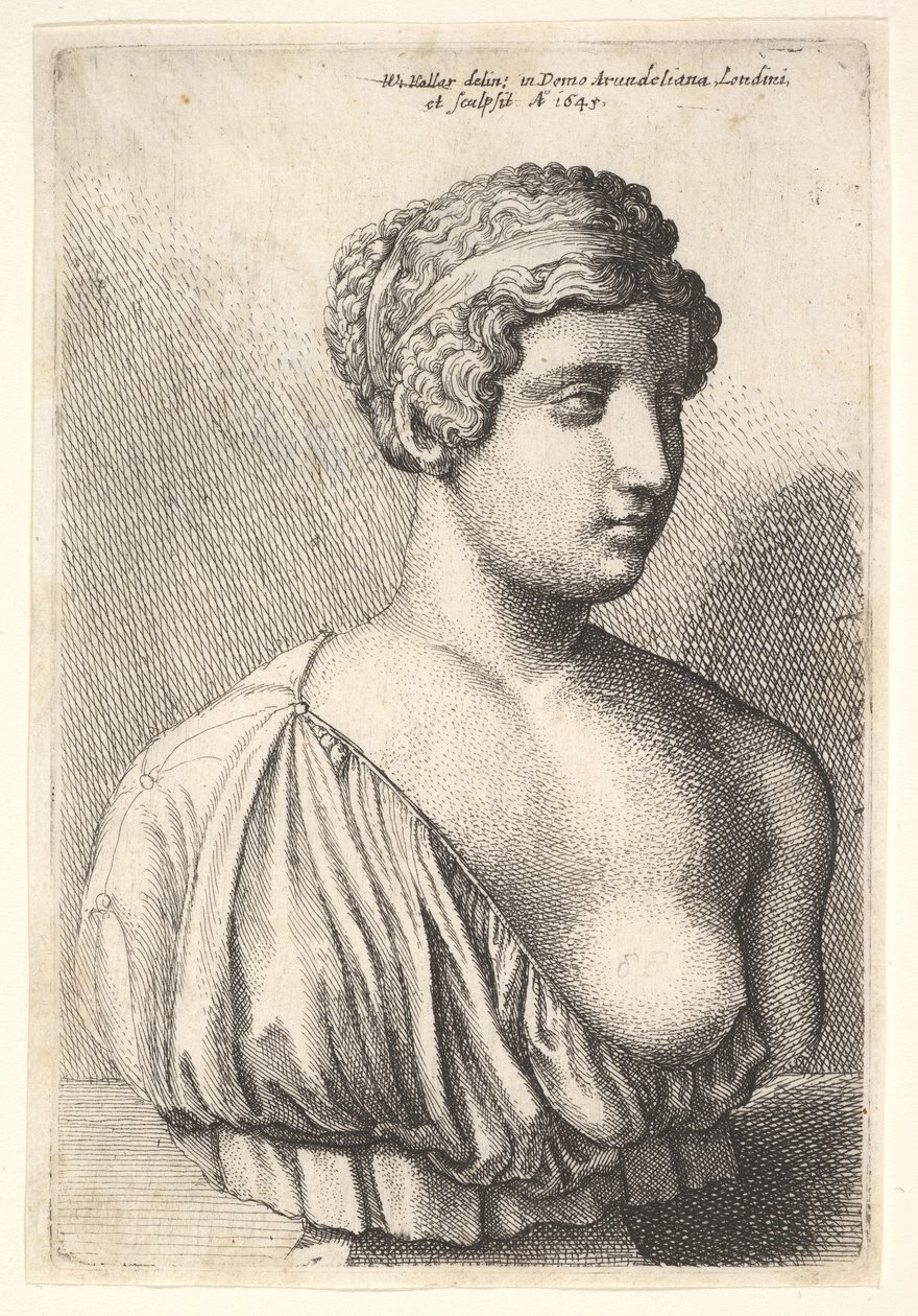Busto antigo de uma mulher, 1645. de Wenceslaus Hollar