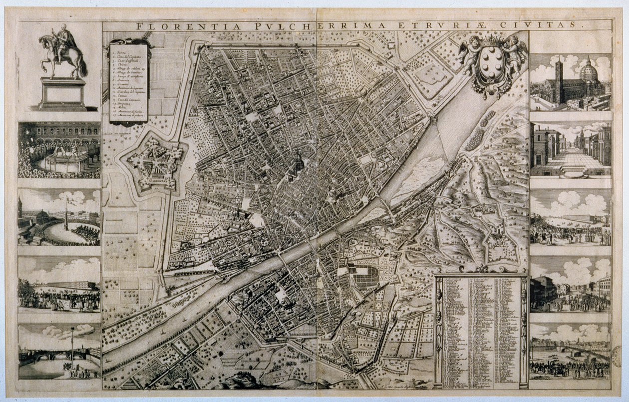 Mapa da cidade de Florença de Wenceslaus Hollar