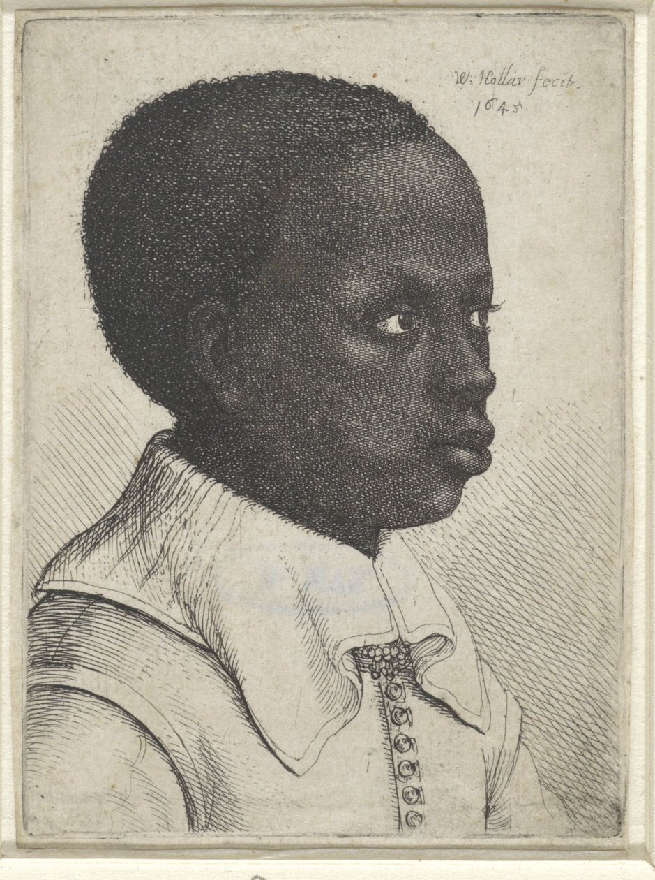 Retrato de um menino negro, 1645 de Wenceslaus Hollar