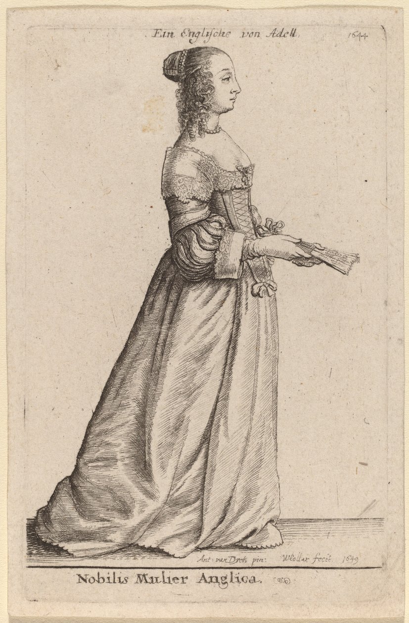 A famosa mulher inglesa de Wenceslaus Hollar after Sir Anthony van Dyck