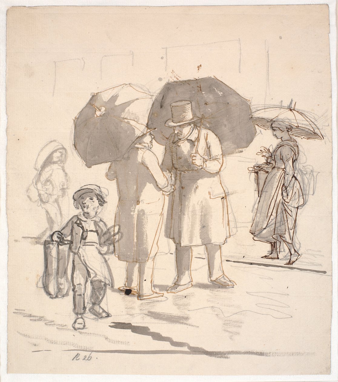 Cena de rua na chuva de Wilhelm Marstrand