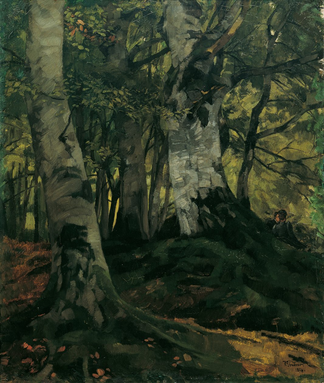 Buchenwald com amantes de Wilhelm Trübner