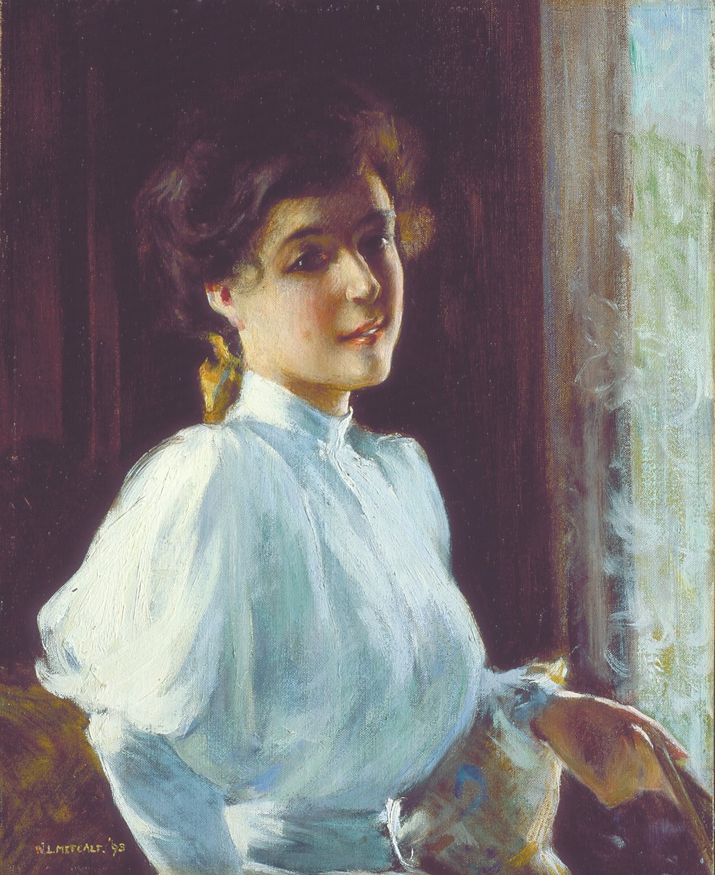 Uma Jovem Mulher (óleo sobre tela) de Willard Leroy Metcalf