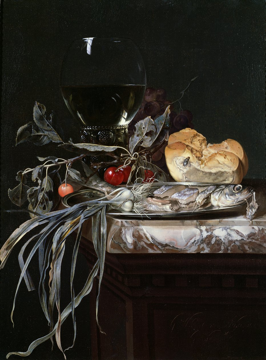 Ainda vida com prato de peixe de Willem van Aelst
