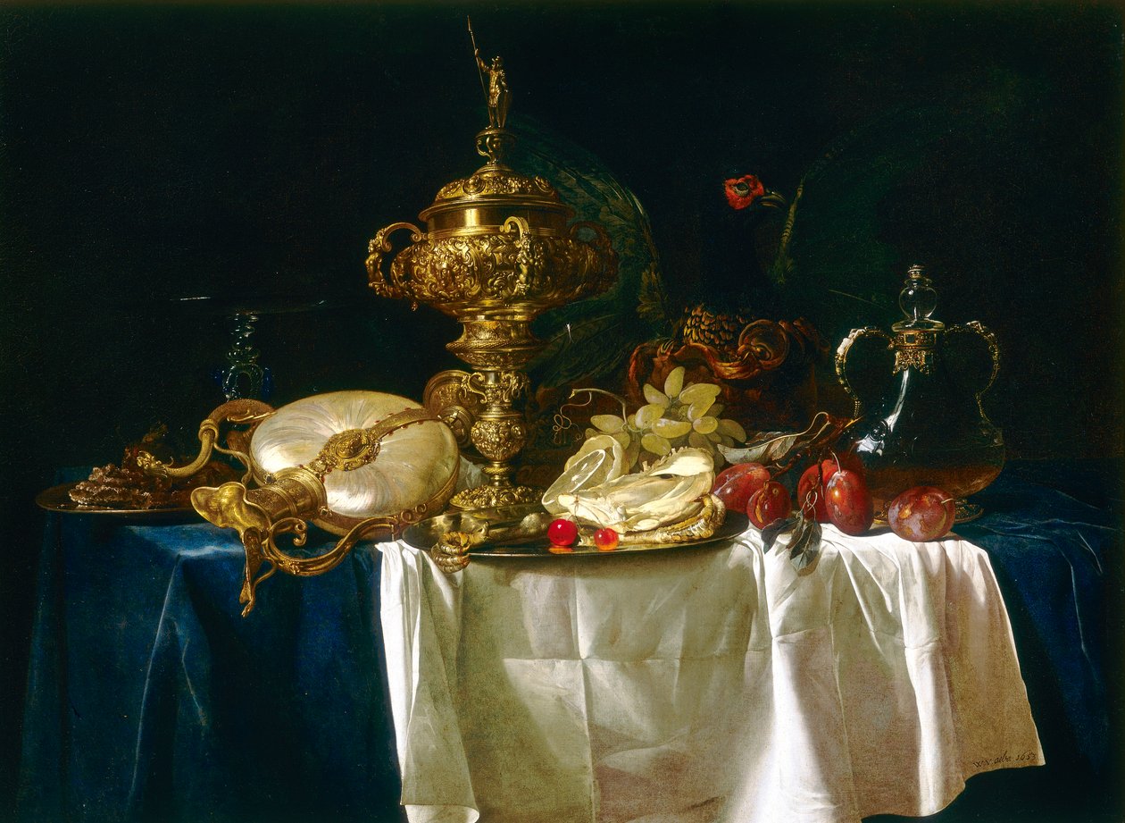 Ainda-vida de vasos e frutas de Willem van Aelst