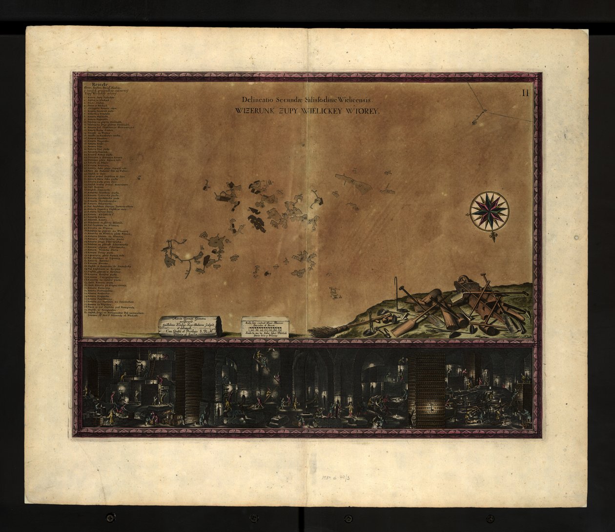 Mapa das Minas de Sal de Wieliczka de Willem Hondius