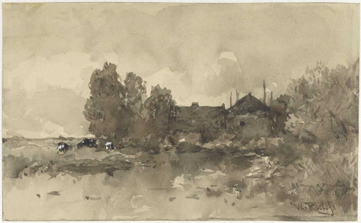 paisagem com fazenda de Willem Roelofs (I)