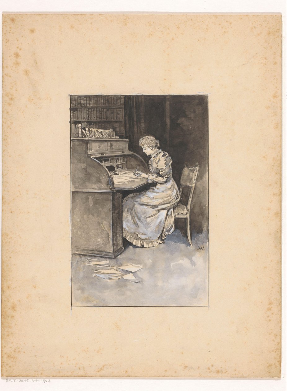 Mulher escritora de Ludwig Willem Reymert Wenckebach