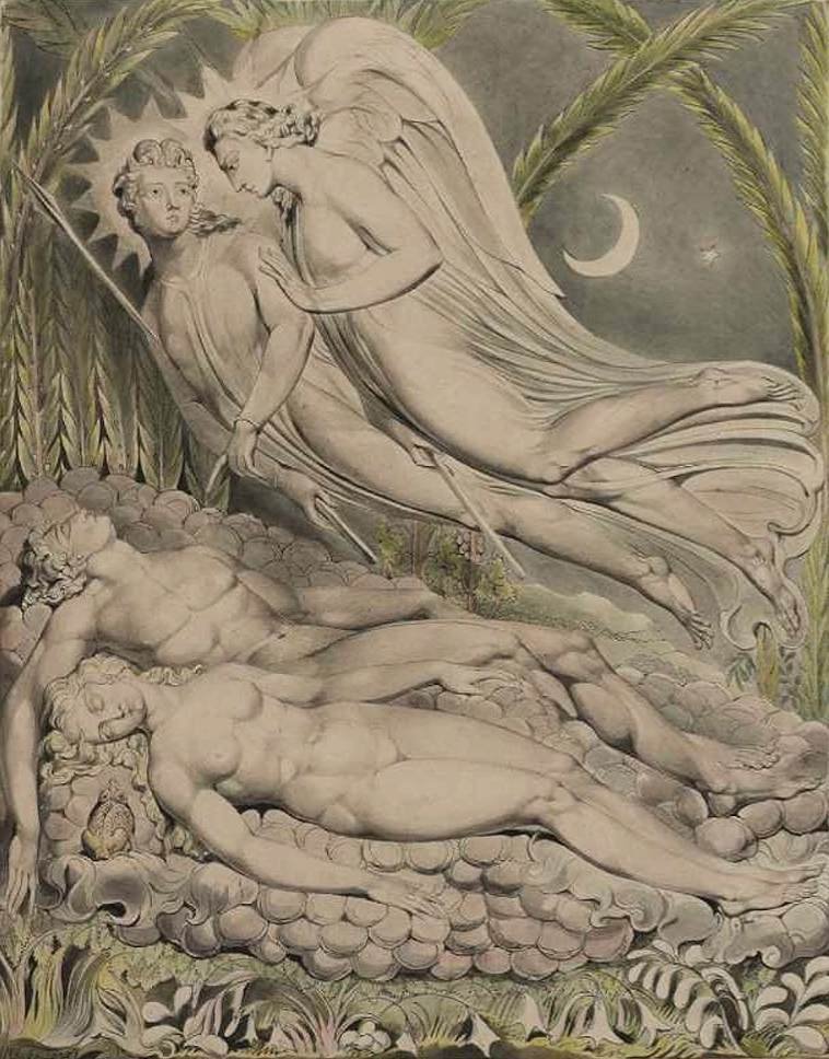 Adão e Eva dormindo de William Blake