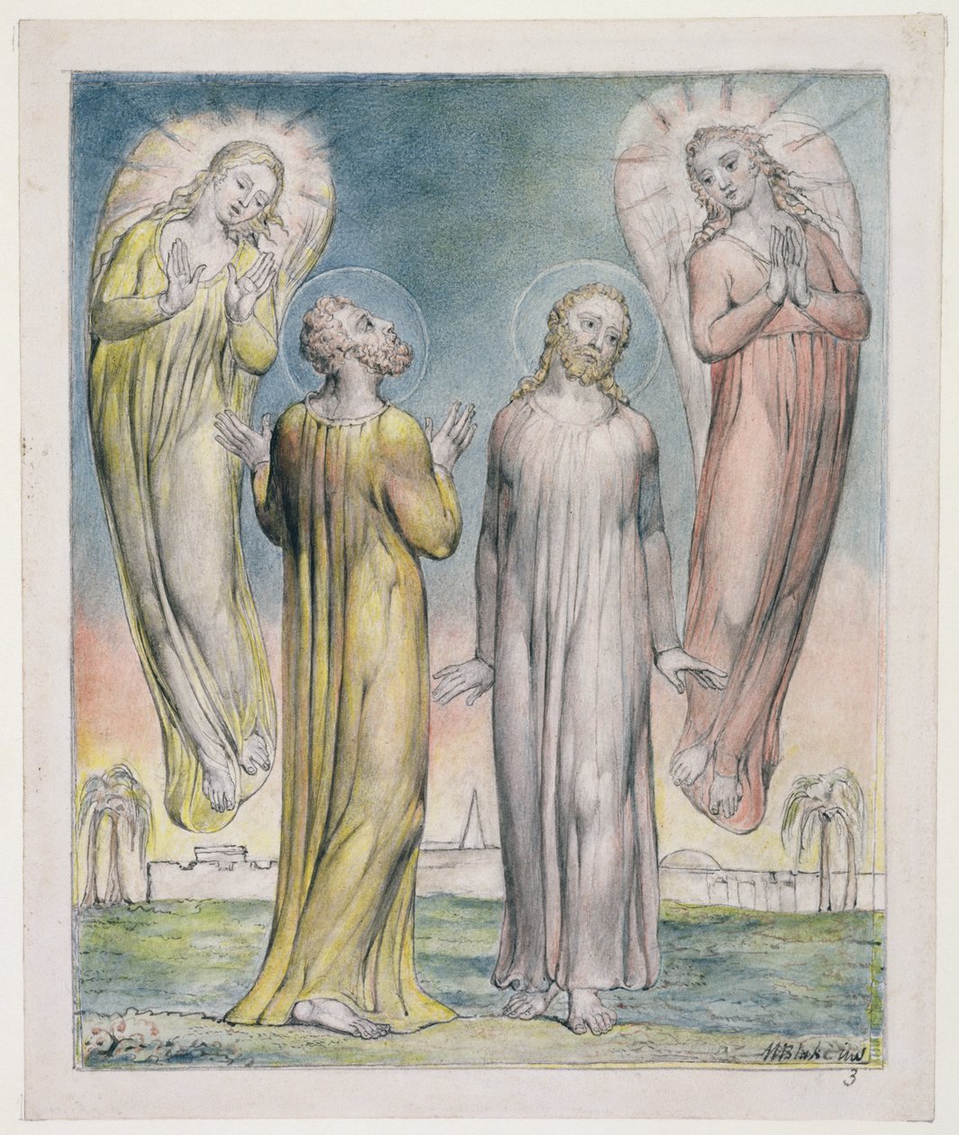 André, Simão Pedro À procura de Cristo, ilustração de &39;Paradise Regained&39;, de John Milton, c.1816-18 (caneta e tinta, lavagem cinza e wc no papel) de William Blake