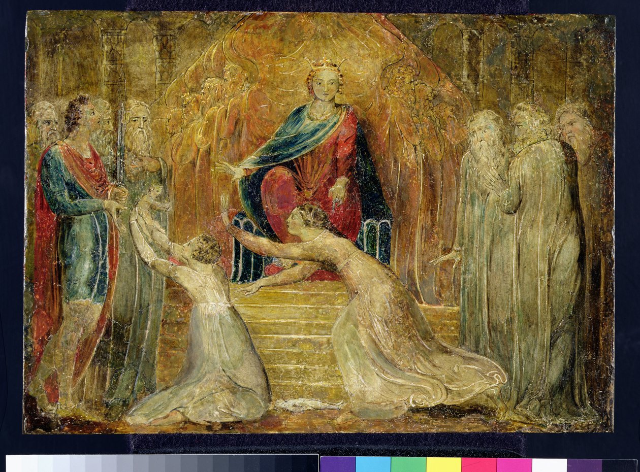 PD.28-1949 O Julgamento de Salomão, c.1800 (tempera sobre cobre) de William Blake