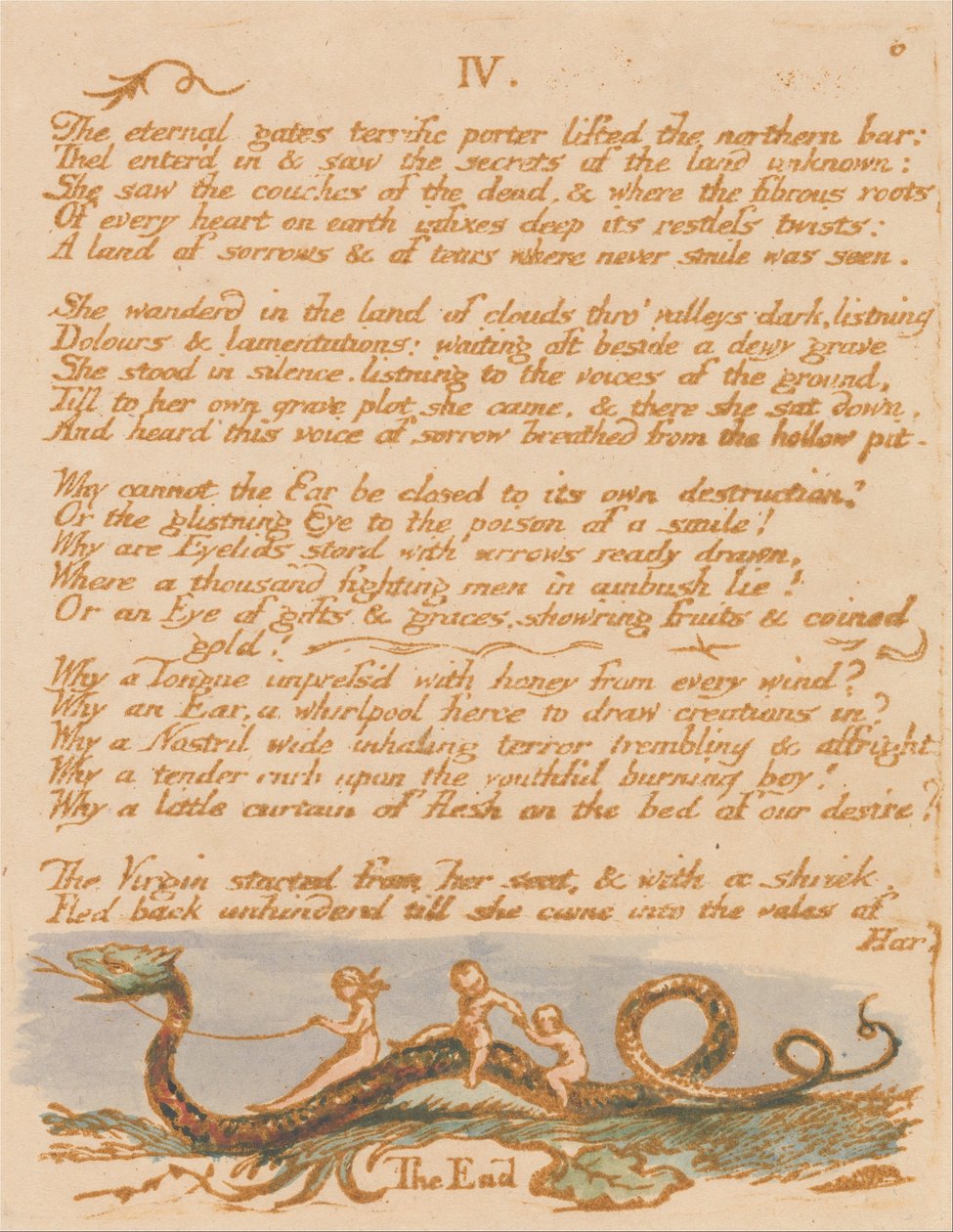 O Livro de Thel, Placa 8, de William Blake