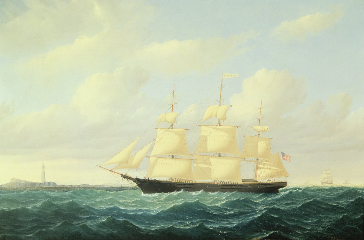 Navio clipper &39;Dashing Wave&39;, em Boston Light, 1855 de William Bradford