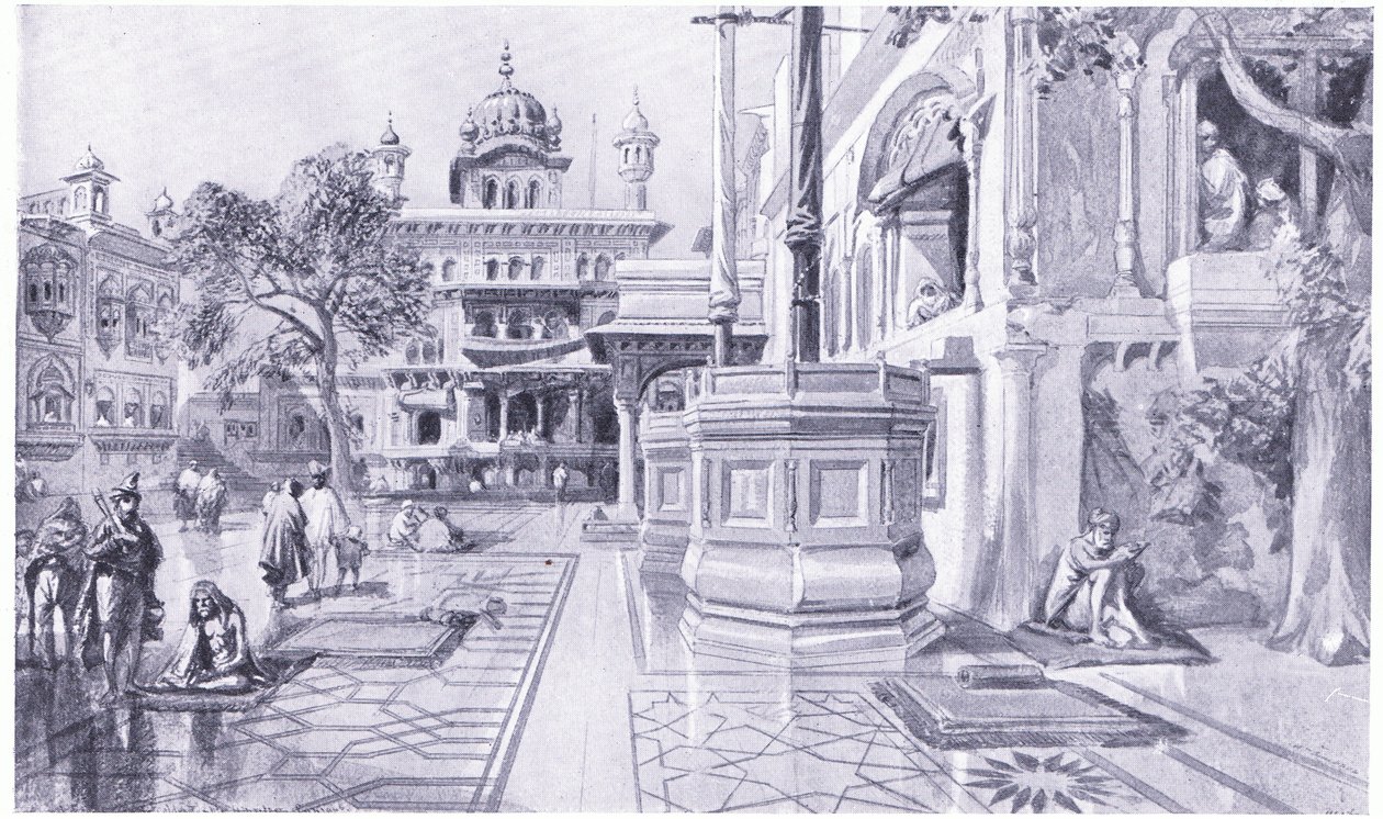 O Akal Bunga no Templo Dourado em Amritsar, 1864 AD de William Crimea Simpson