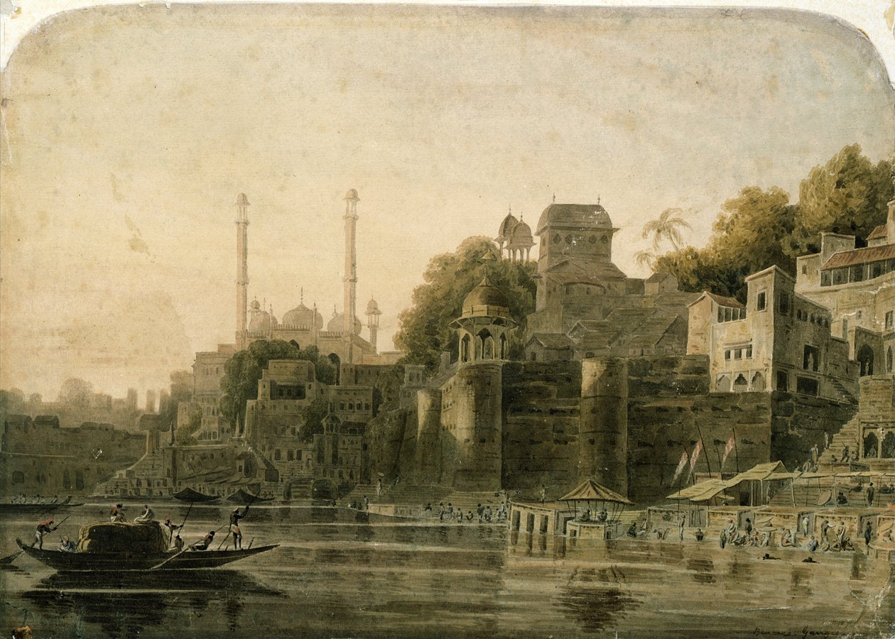 Cena de banho no Ghat no Ganges de William Daniell
