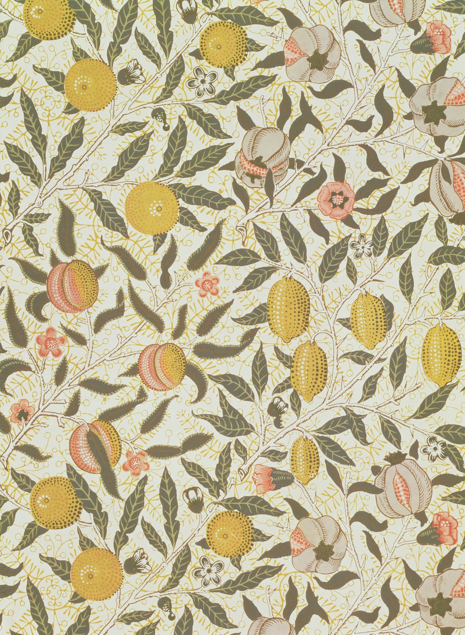 Design de papel de parede de fruta ou romã de William Morris