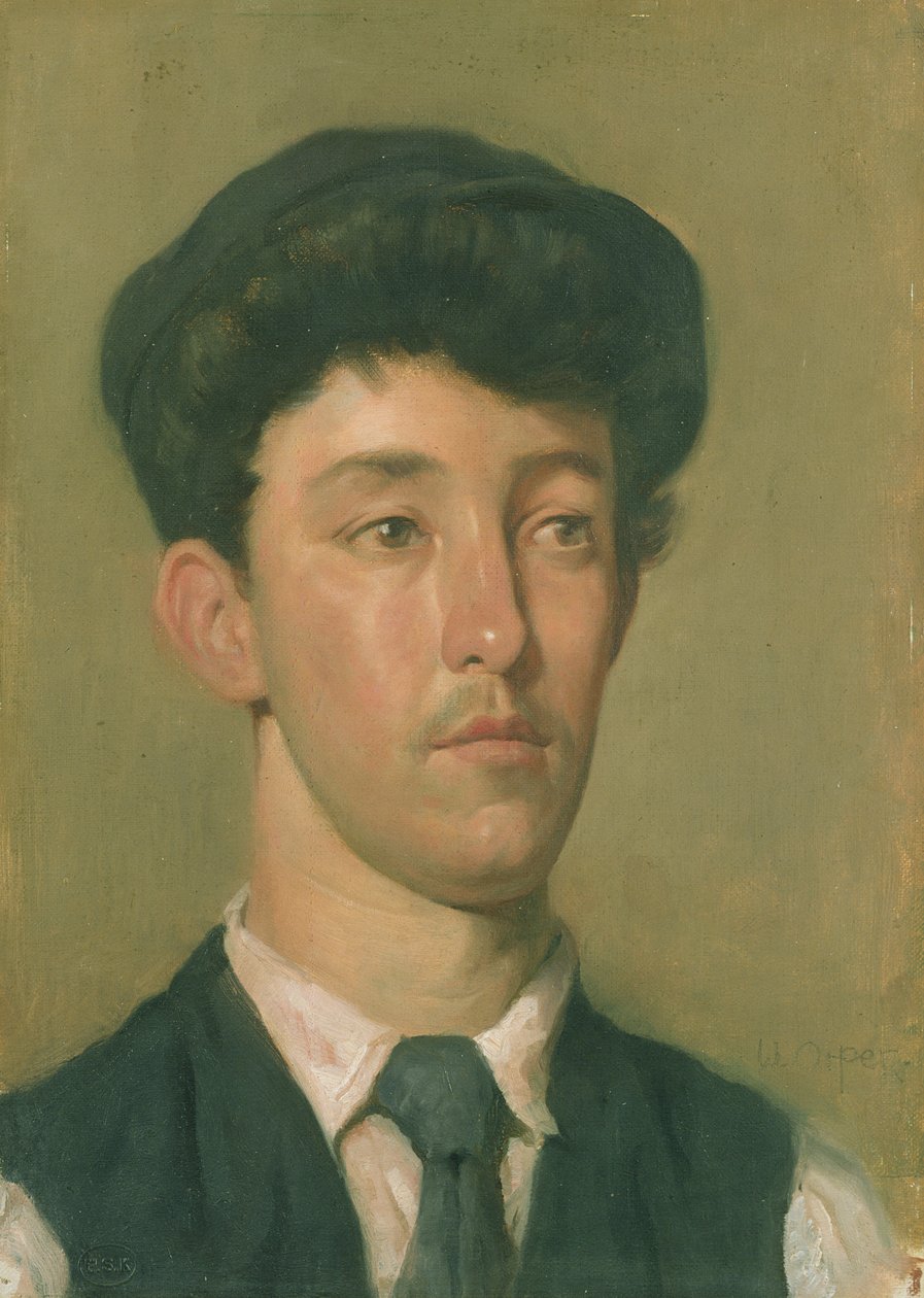 Retrato de um jovem (óleo sobre tela a bordo) de William Orpen