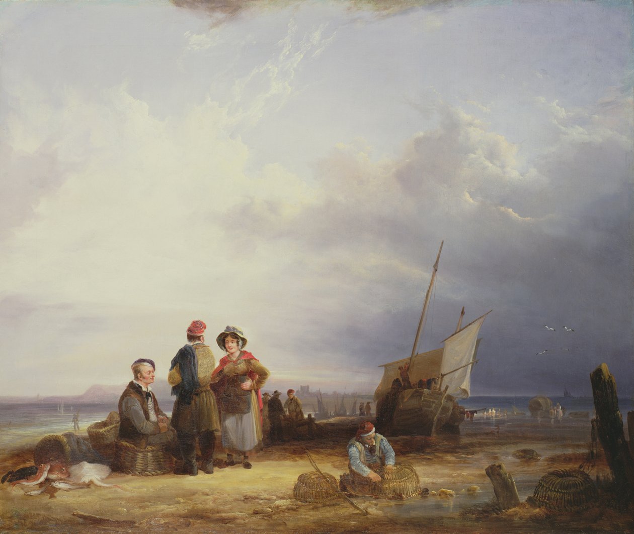 Emendando panelas de lagosta de William Shayer