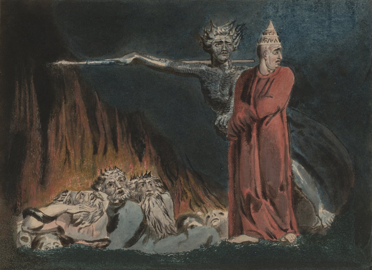 Lúcifer e o Papa no Inferno, c.1794-96 de William Blake
