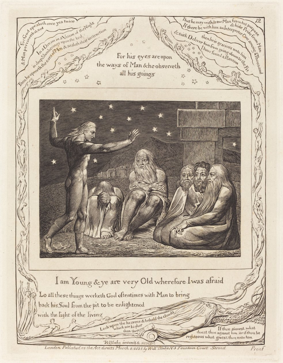 The Wrath of Elihu, 1825. de William Blake