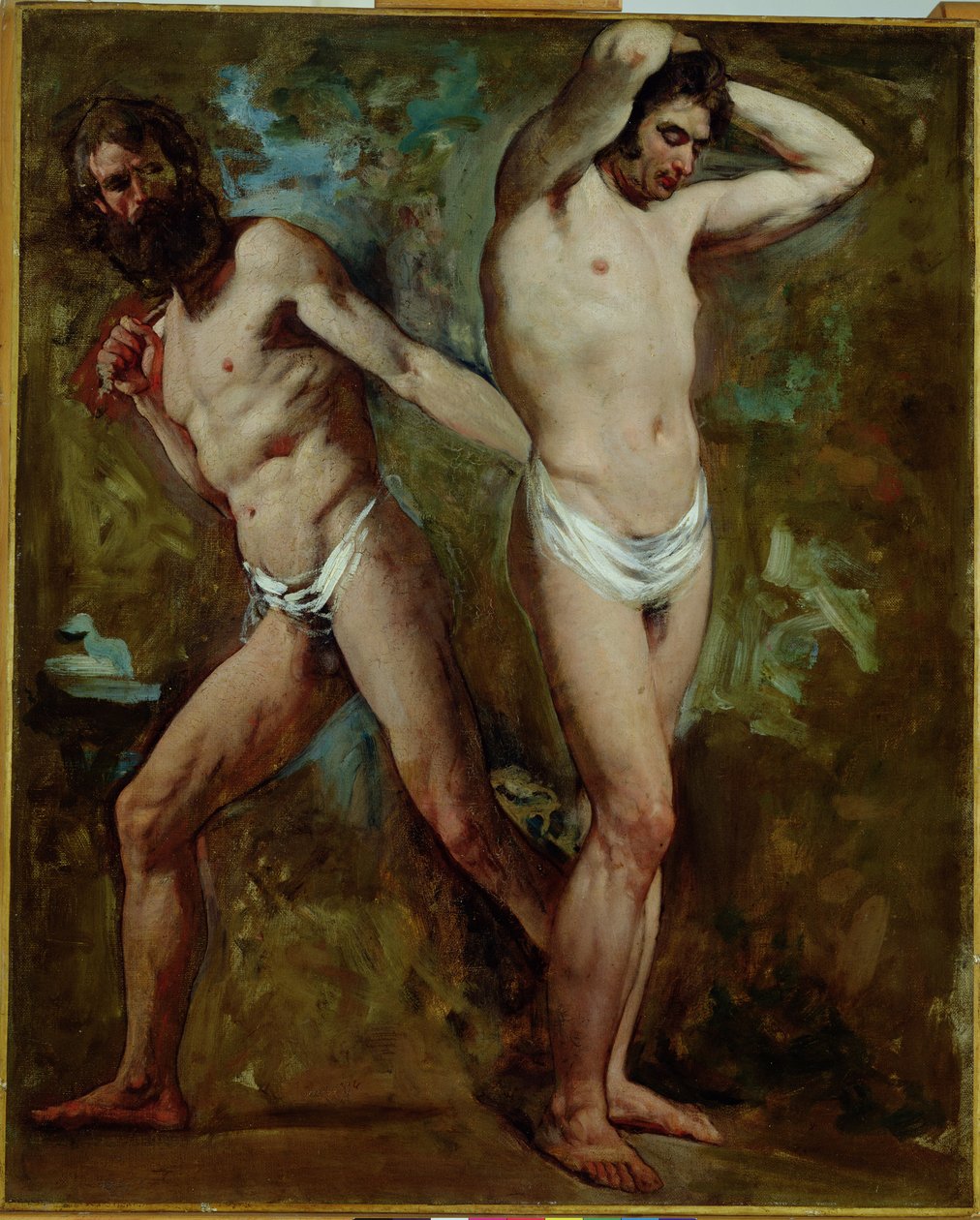 Dois nus masculinos em pé (óleo sobre tela) de William Etty